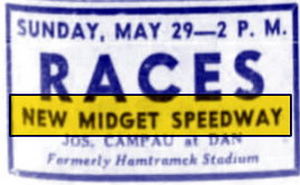 New Midget Speedway - May 1938 Ad (newer photo)